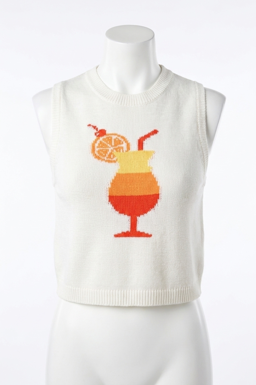 NEW SHOW ME YOUR MUMU milo multi graphic sweater tank top in white